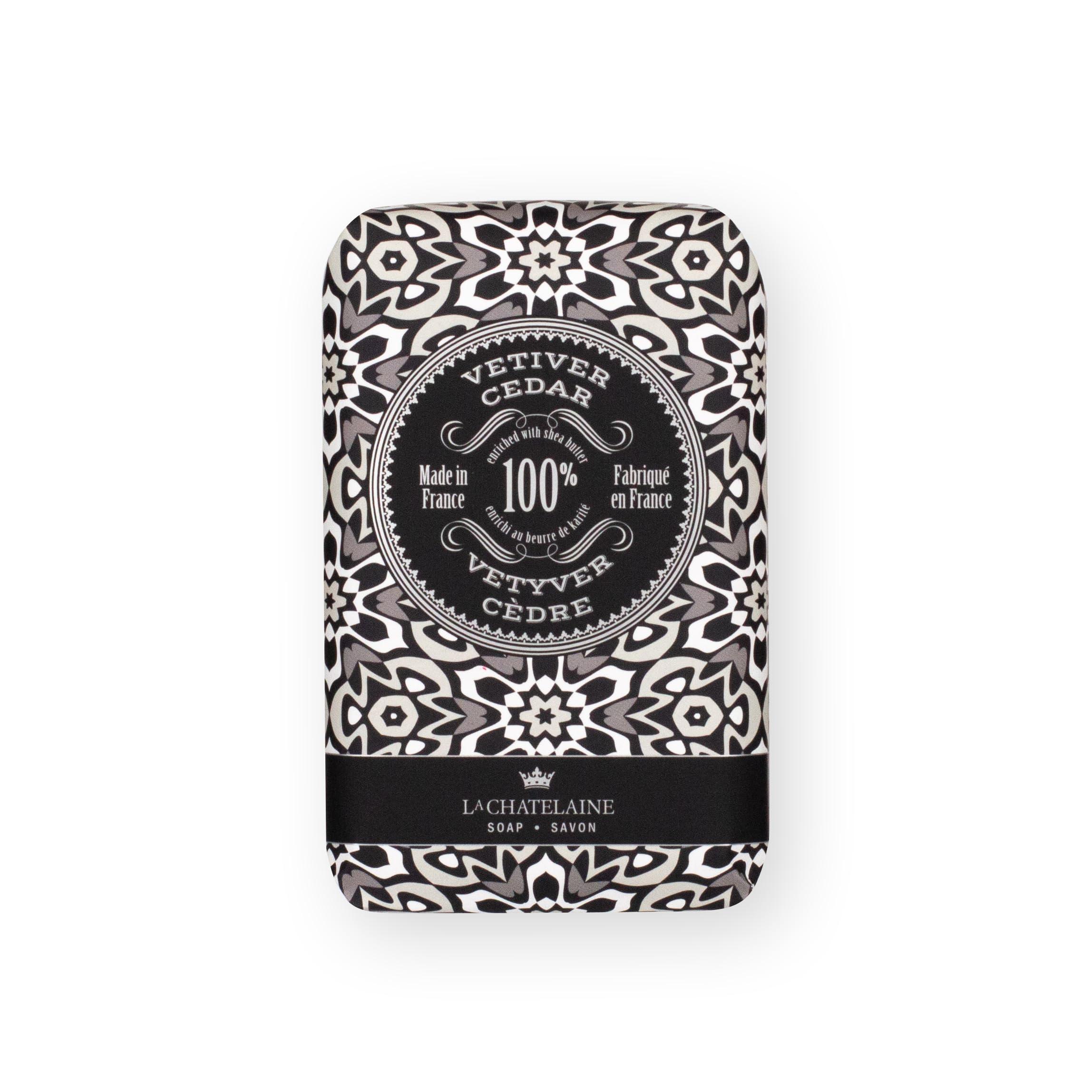 La Chatelaine La Chatelaine Soap Supply Tin Gift Set |Unisex, Men, Women| Plant-based shea butter bar soaps | Made in France | Natural and Organic | Large soap bars | Set of 6, 8.8 oz./250g bars - Gray Mosaic