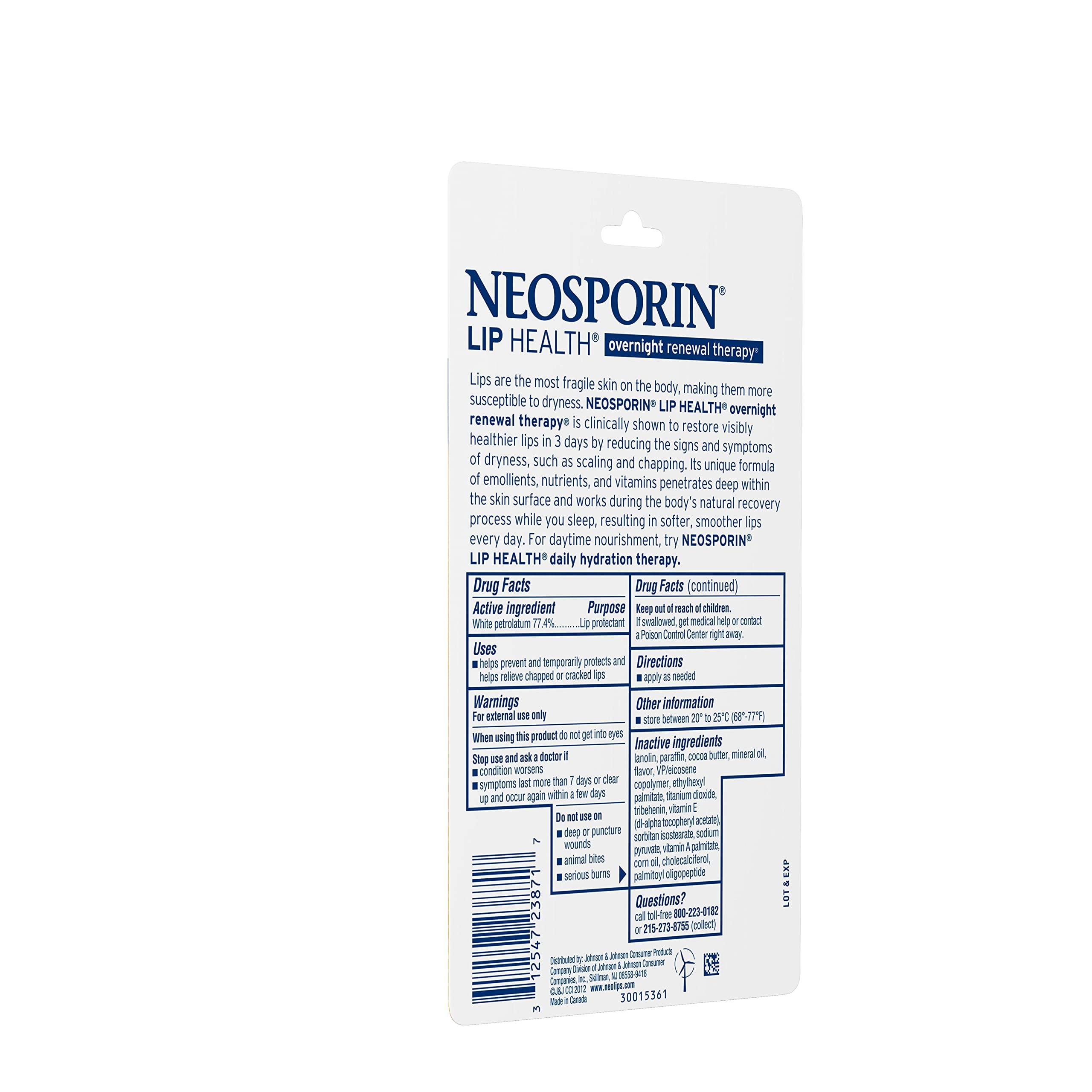 Neosporin Neosporin Lip Health Overnight Healthy Lips Renewal Therapy Petrolatum Lip Protectant, 0.27 Ounce (Pack of 1)