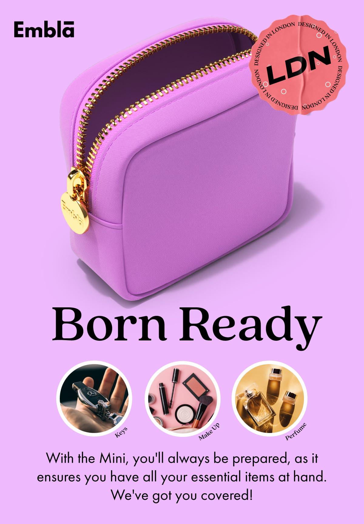 Embla Embla Makeup Bag Travel Cosmetics Pouch and Toiletry Bag, Nylon Zipper Pouch Purse, Cute Make Up Organizer Storage Tote for Women Girls, Waterproof Travel Skincare Case, Small Makeup Bags, Plum