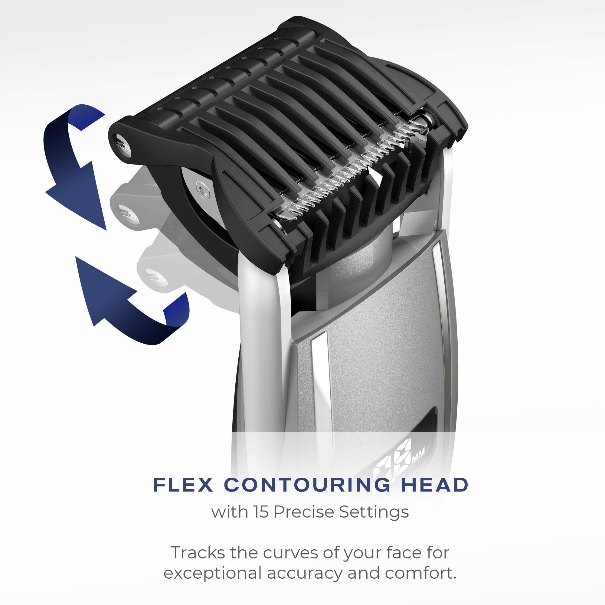 Conair ConairMAN Beard Trimmer for Men, for Face and Mustache, Wet/Dry Beard and Stubble Trimmer, Flex Contouring Head with 15 Precise Settings and Premium