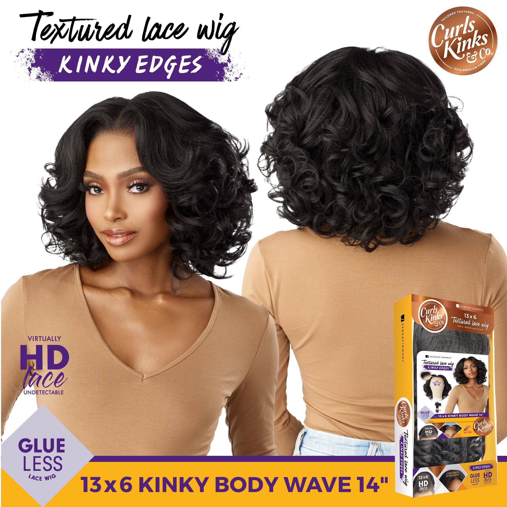 Sensationnel Sensationnel Curls kinksandco kinkyedges wig - kinky body wave 14 inch 13x6 lace frontal natural kinkytexture edged hairline for natural 3c to 4c hair textures (HL34/51)