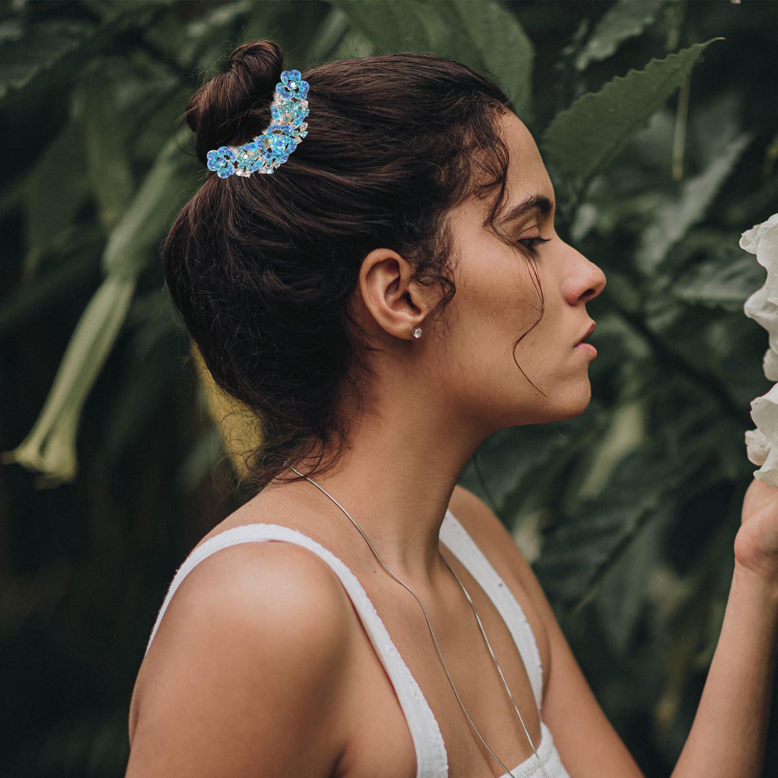 LUOZZY LUOZZY Bridal Hair Comb Rhinestone Side Hair Combs Wedding Hair Piece for Women Girls Wedding Party Hair Accessories - Blue