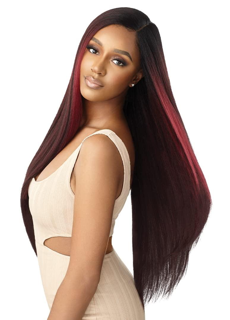 Outre Outre Lace Front Wig Natural Yaki 30\" (DR2-GOLDEN BALAYAGE)