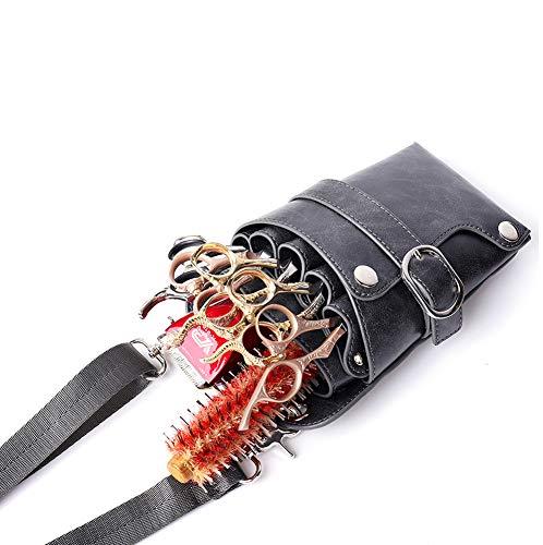 boshiho Scissors Pouch PU Leather Salon Barber Hairdressing Scissors Holster Hair Stylist Tools Bag Comb Shear Holster Waist Shoulder Belt (Grey)