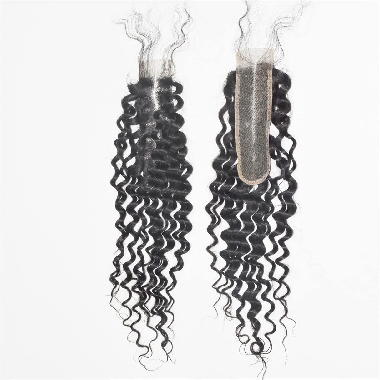 rewcoin Brazilian Deep Wave 2x6 Lace Closure 100% Unprocessed Human Virgin Hair Deep Curly Closure Pre-Plucked Hairline Loose Deep Closure With Baby Hair (14inch, 2x6 deep wave closure)