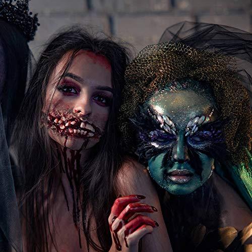 Afflano Special Effects FX Halloween Makeup Set,Afflano Nose & Scar Wax 60g+Coagulated Blood+Stipple Sponge*3+Spatula+Skin Wax Extension Oil,Festival Stage Theatrical Wound Modeling Scar-for Black Skin-12 Kit