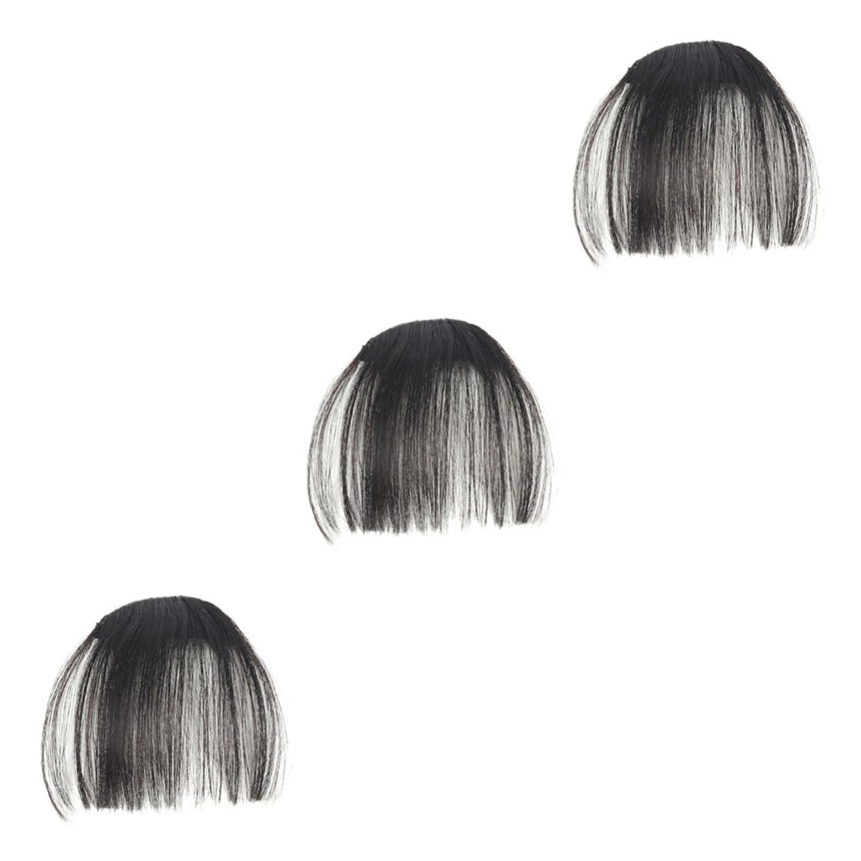 balacoo Balacoo 3pcs Piece Human Hair Clip on Bangs Hair Clips for Bangs Faux Bangs Fake Bangs Fake Hair Clip in Bangs Hair Barrette Black Hair Clip Bangs Hair Clip Hair Extensions Wig Lengthen