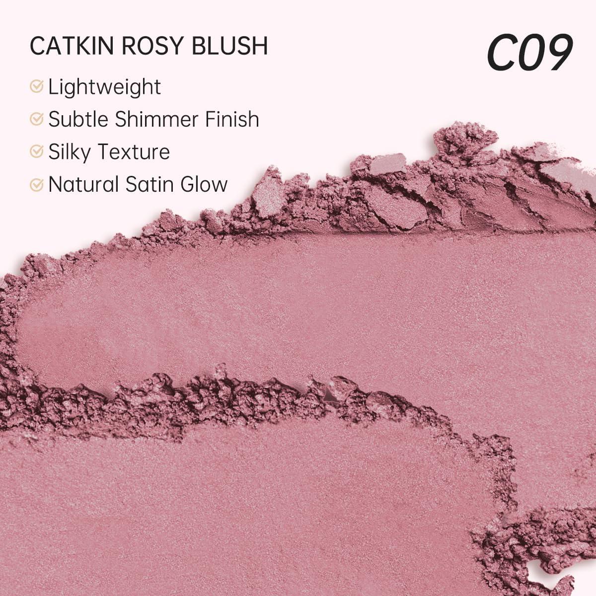 Catkin CATKIN Cheek Powder Blush Baked Pink Makeup Blusher Creamy Light Weight Long Lasting Natural flush Finish10g (C09 Midnight)