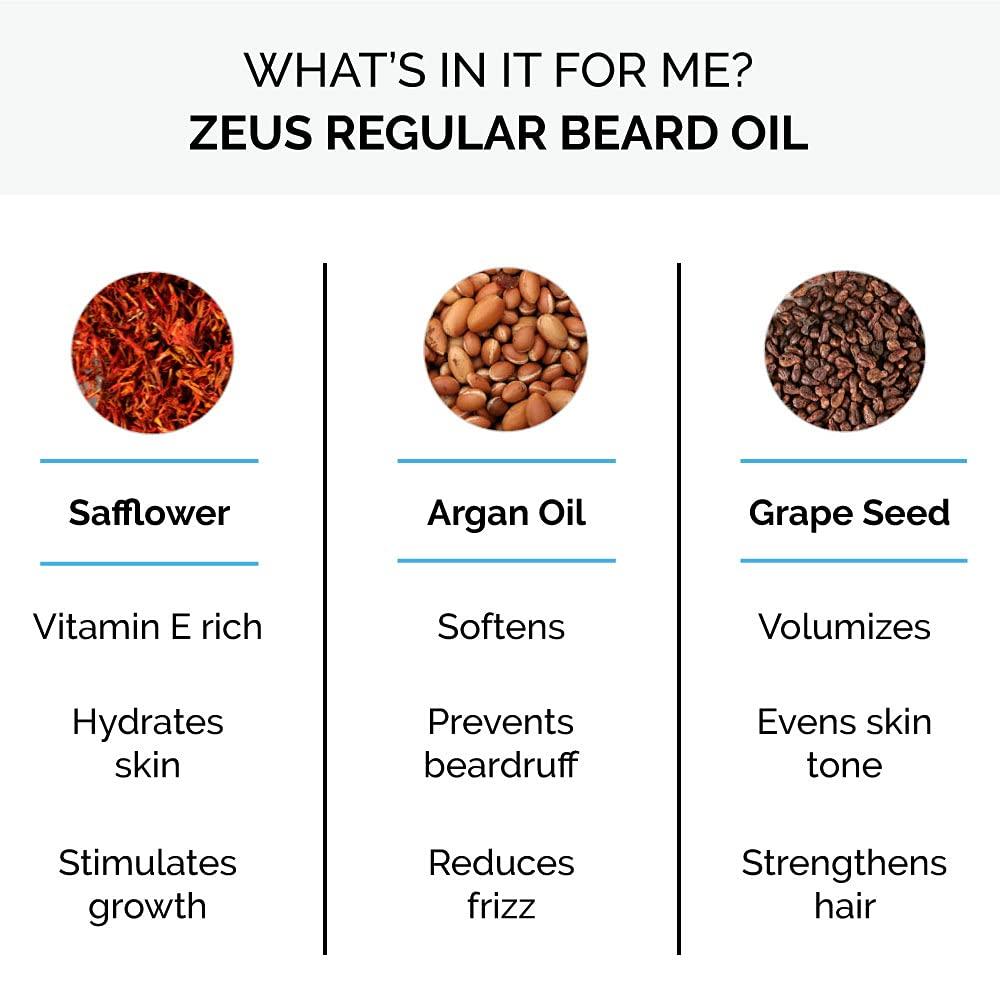 ZEUS ZEUS Natural Beard Oil, Premium Conditioning Beard Oil to Soften Beard & Mustache – MADE IN USA (Sandalwood) 1 oz.