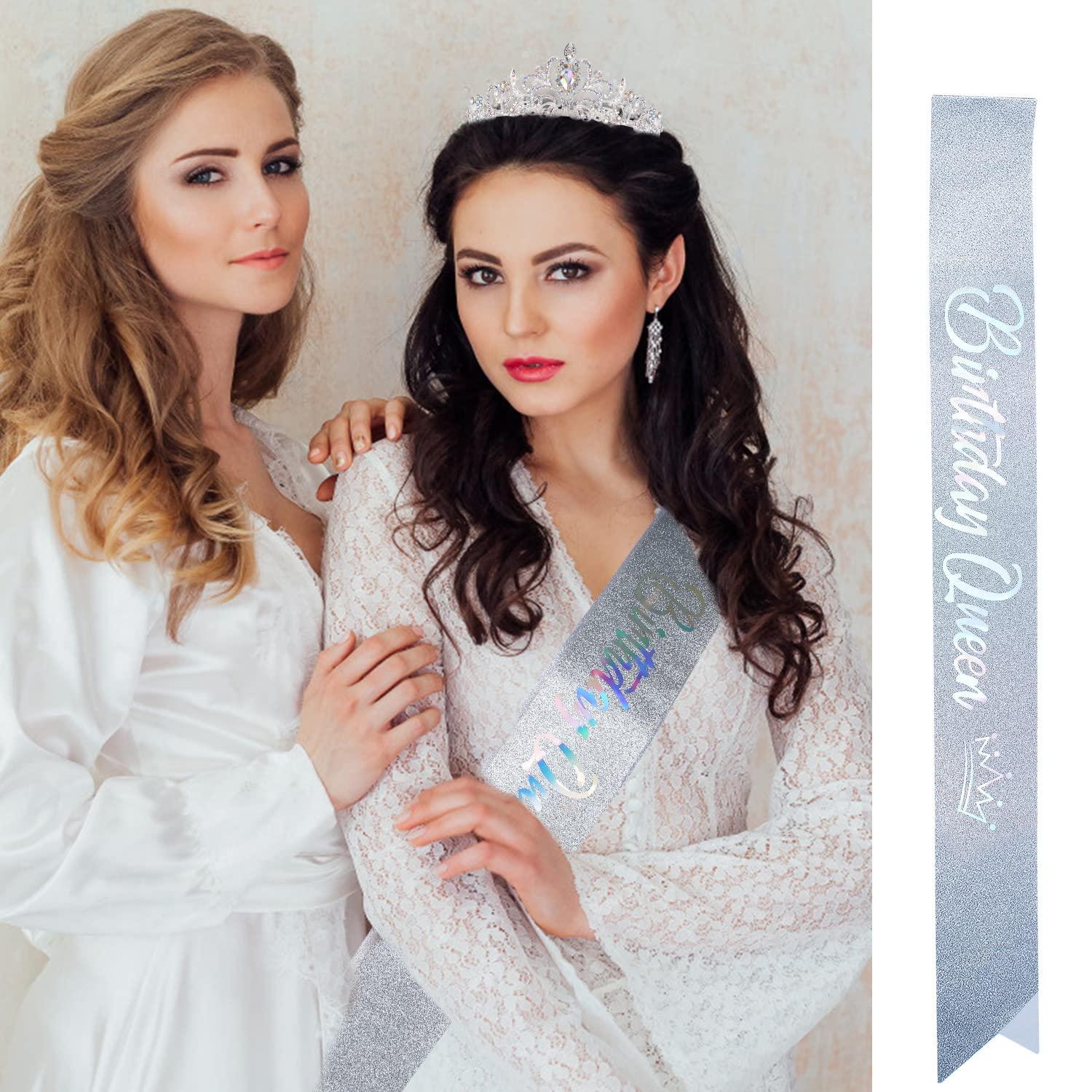 VELSCRUN VELSCRUN Crown for Men and Women, Happy Birthday Queen Tiara for Women, Birthday Crowns for Women