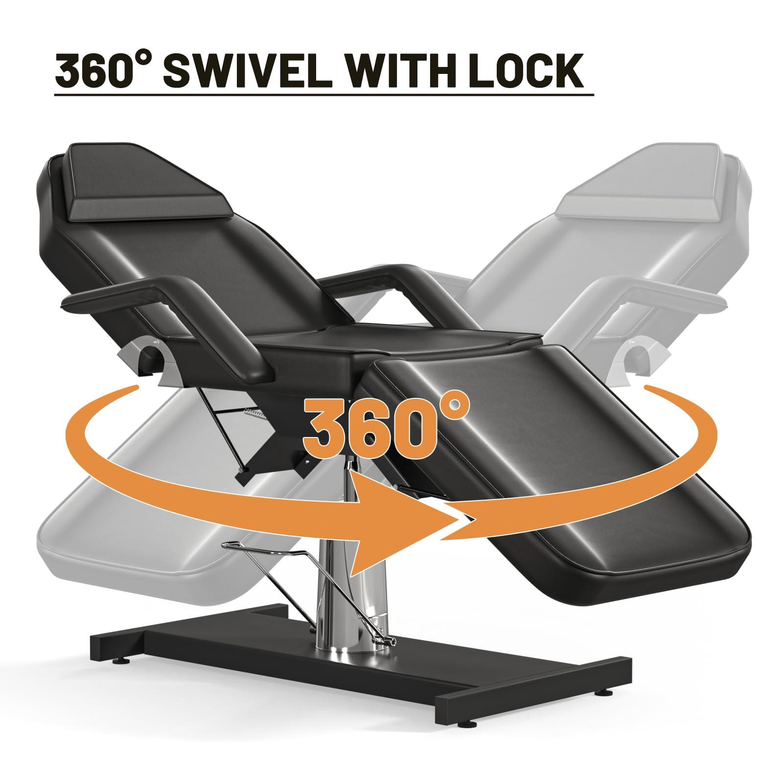 DeerDean DeerDean Hydraulic Tattoo Chair Bed for Client Facial Beds for Esthetician Chair Adjustable Facial Bed Spa Chair Massage Table Beauty Salon, Black