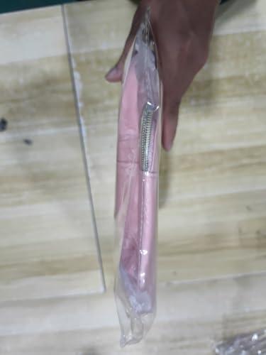 Glitzcharm Glitzcharm Clear Makeup Bag Transparent Cosmetic Bag Organizer for Women Waterproof Travel Toiletry Bag Portable Make up Bag with Chenille Letter, Large, Pink