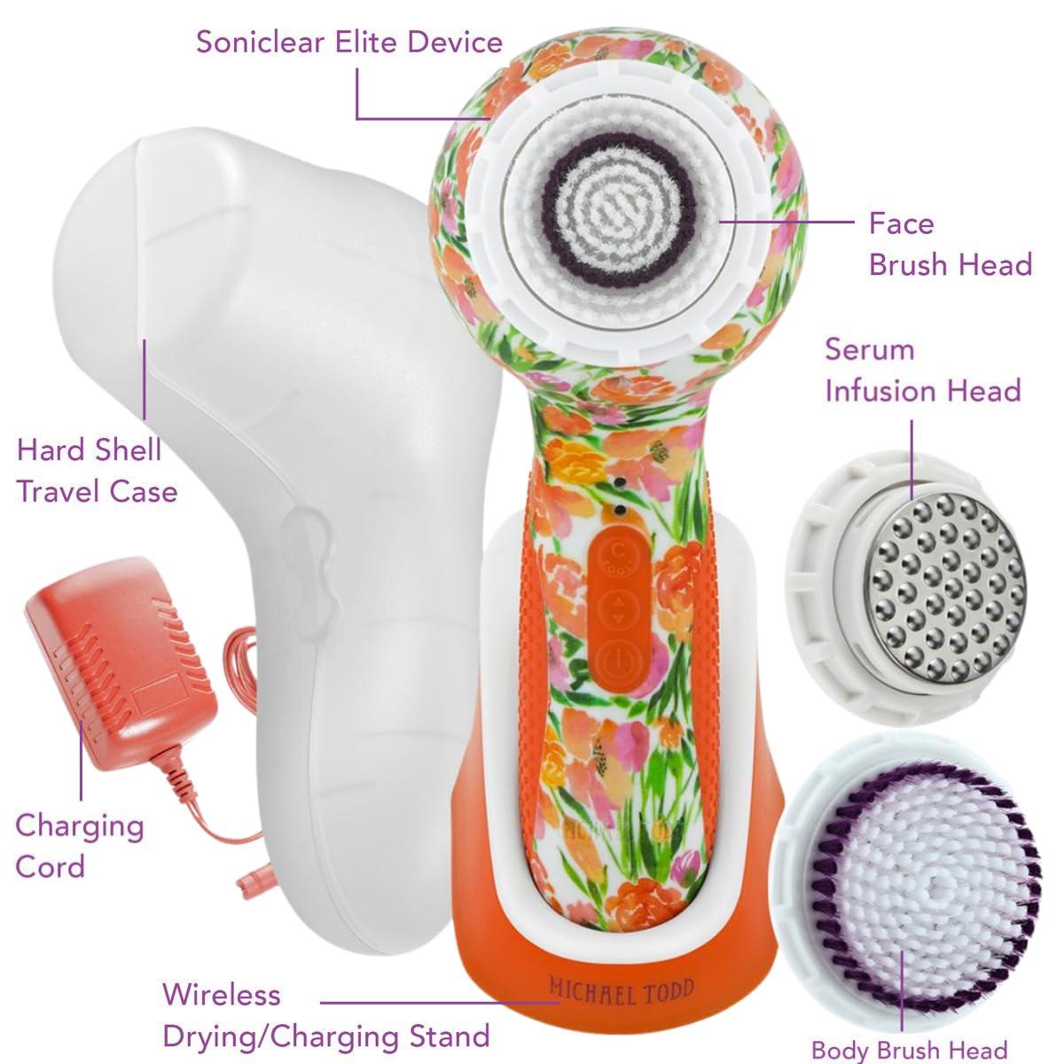 MICHAEL TODD BEAUTY Michael Todd Beauty - Soniclear Elite - Facial Cleansing Brush System - 6-Speeds - Face Cleansing Brush & Exfoliating Body Scrubber