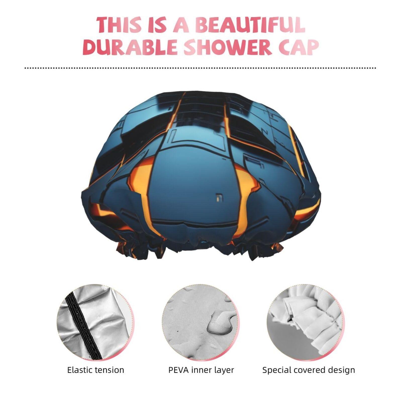 BREAUX cool wallpapers print Bath cap Large bath cap Fit for all lengths of hair Protects hair bath cap Reusable