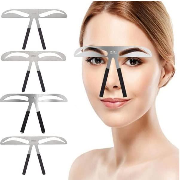 Utoolmart Utoolmart Eyebrow Shaping Ruler, Stainless Steel Eyebrow Ruler Measurement Tool, 3-Point Positioning Eyebrow Shaper Stencil, Reusable Eyebrow Template Makeup Tool Kit, Natural Eyebrow, 1 Pcs