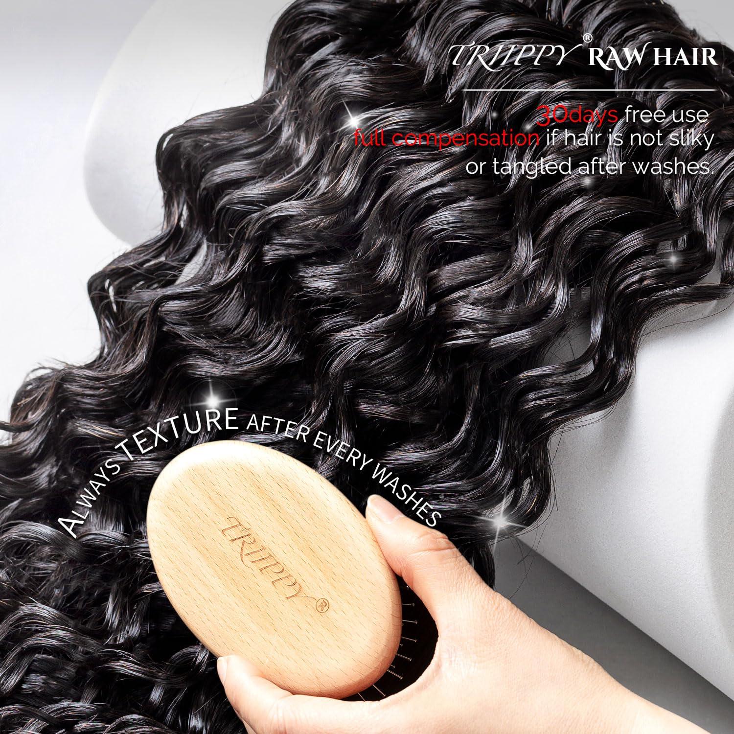 Triippy TRIIPPY Raw Human Hair Bundles,Triple Lifespan Than Regular Virgin Hair No.1 Sales Of Raw Hair Bundles,26 28 30 Inches Cambodia Raw Deep Wave 3 Bundles, Keep Soft and Smooth After Multiple Washes