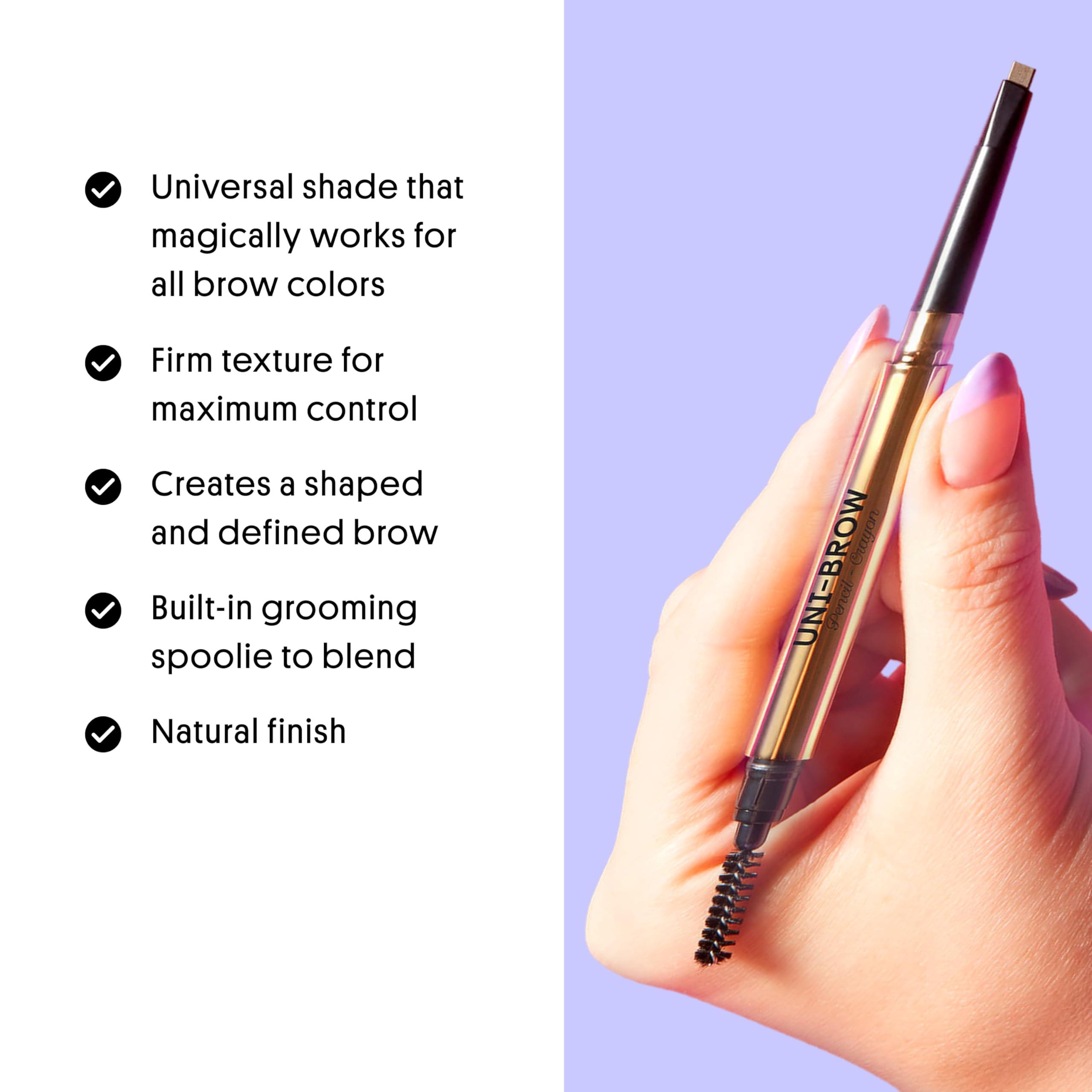 Winky Lux Winky Lux Uni Brow Eyebrow Pencil, Dual Sided with Spoolie, Longwearing Waterproof Eyebrow Crayon, Define Shape and Fill Brows, Brown, Blonde and Taupe Universal Shade