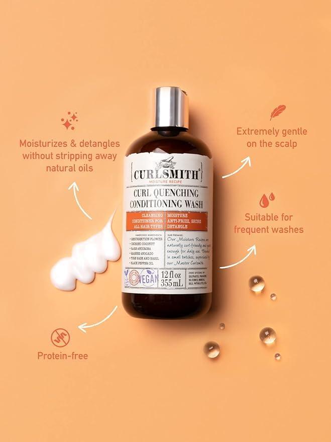 CURLSMITH CURLSMITH - Curl Quenching Conditioning Wash - Vegan Cowash 2 in 1 Conditioner and Shampoo for Wavy, Curly and Coily Hair (3oz)