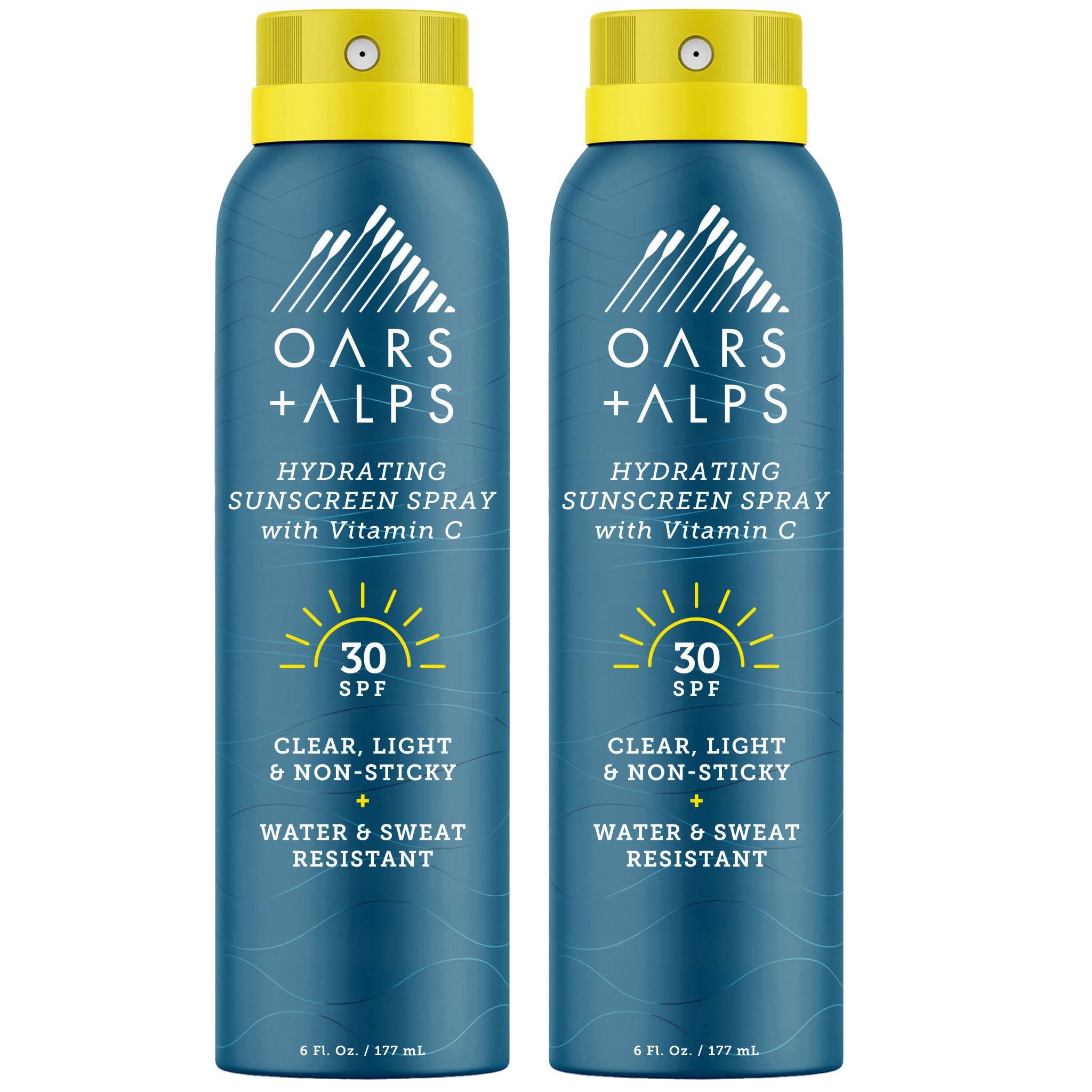 Oars + Alps Oars + Alps Hydrating SPF 30 Sunscreen Spray, Infused with Vitamin C and Antioxidants, Water and Sweat Resistant, 6 Oz, 2 Pack