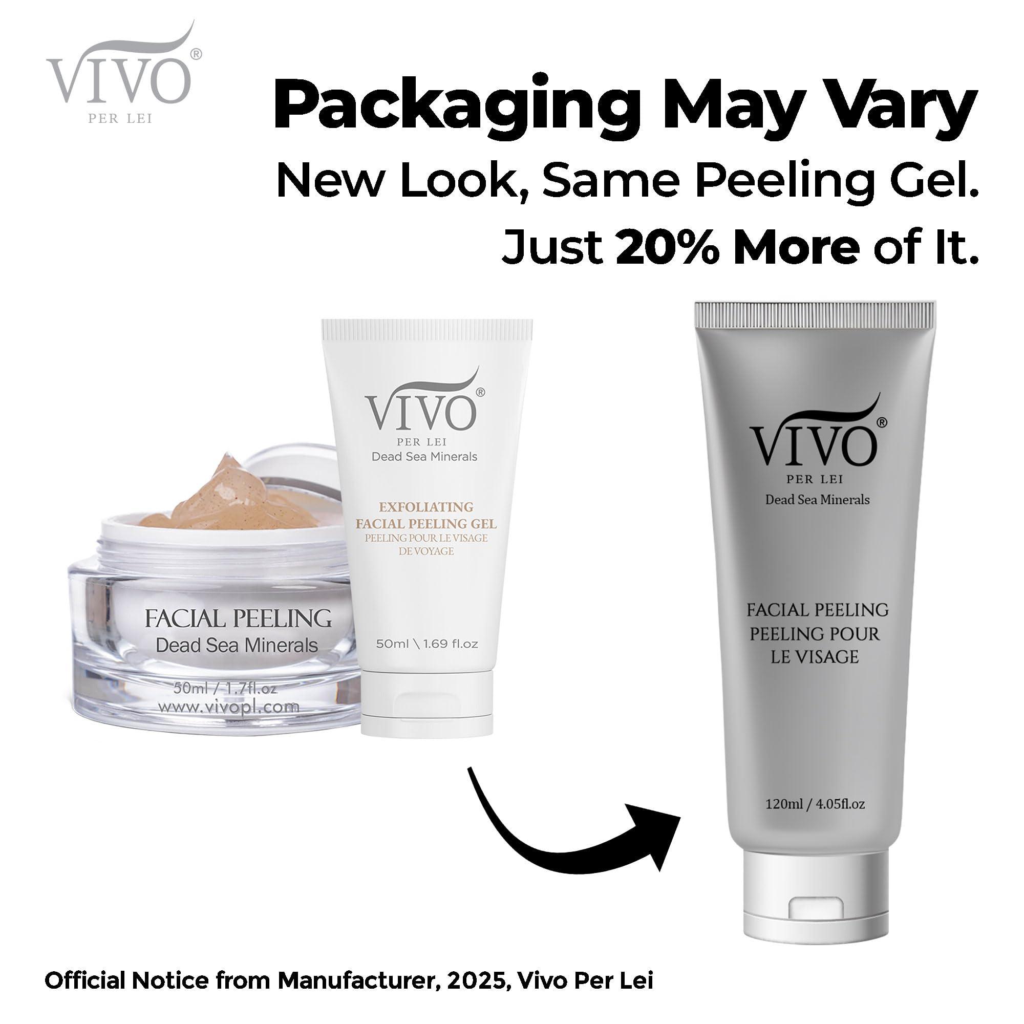 Vivo Per Lei Vivo Per Lei Facial Peeling Gel - Contains Dead Sea Minerals and Nut Shell Powder - Gentle Face Exfoliator Scrub and Blackhead Remover - Pack of 3