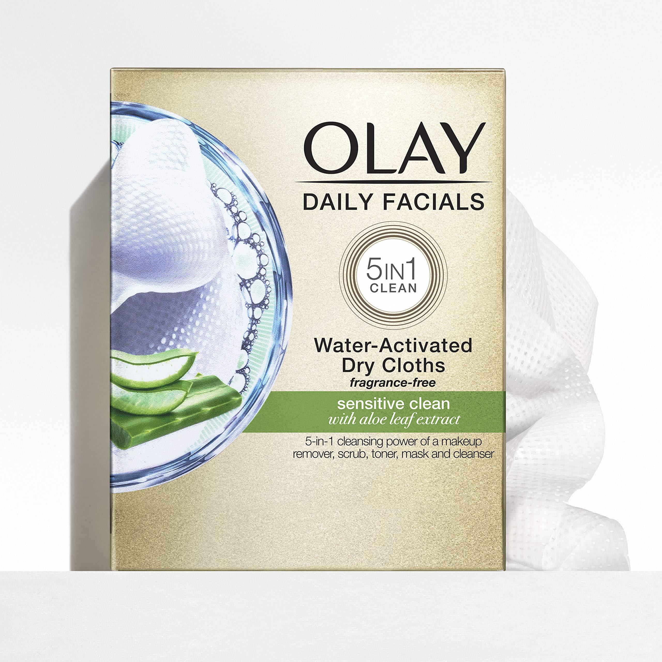 Olay Makeup Remover Wipes by Olay Daily Facials Gentle Clean 5-in-1 Water Activated Cleansing Cloths, 33 count Packaging may Vary