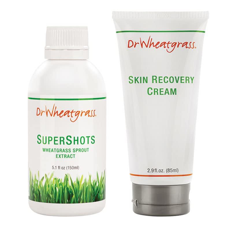 Dr Wheatgrass A Set of Dr Wheatgrass Supershots & Skin Recovery Cream