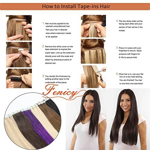 Fenicy Fenicy Gray Hair Extensions Tape in Human Hair Real Hair Silver Gray Seamless Skin Wefts Tape-on Remy Hair Extensions Light Grey Invisible Double Sided Adhesive Tape-ins Hair 16inch 10Pcs/Pack
