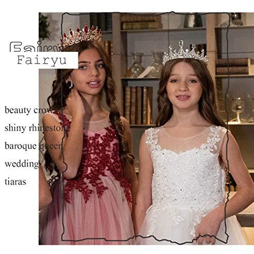 Fairyu Fairyu Crowns and Tiaras Baorque Silver Rhinestone Vintage Bride Wedding Crowns Royal Birthday Crown Cake Topper Costume Headband Tiara for Women and Girls (Silve&Blue)