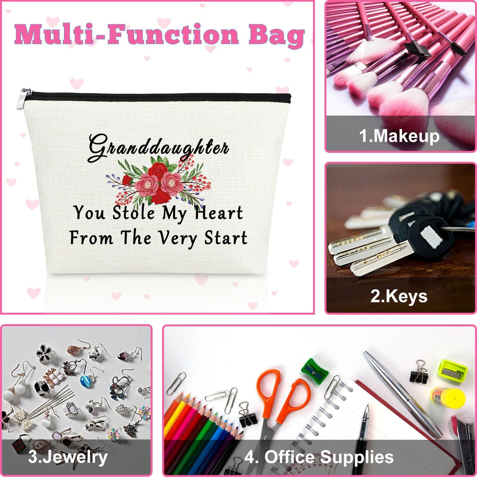 Mxrymvu Granddaughter Gifts from Grandma Granddaughter Makeup Bag Gift from Grandmother Grandpa Grandfather Gifts for Granddaughter from Nana Birthday Christmas Wedding Gift Granddaughter Cosmetic Travel Bag