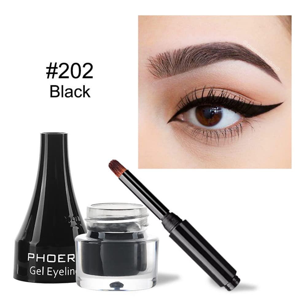 Go Ho Go Ho Black Gel Eyeliner Pot,Matte Cream Eyeliner Makeup,Smooth Highly Pigmented Long Lasting Gel Eyeliner with Brush, Eye Liner Gel Pot for Women,202 Black