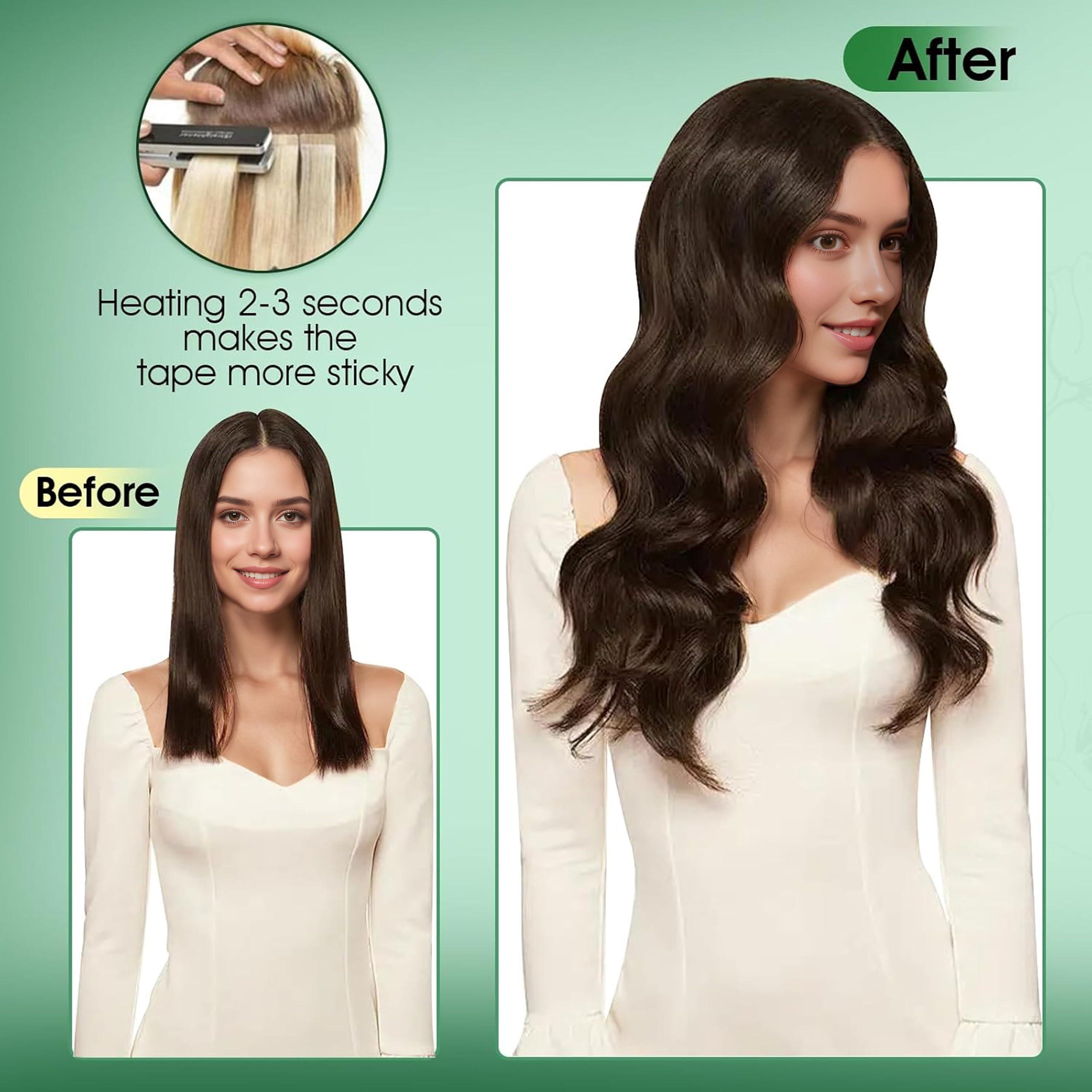 RUNATURE RUNATURE Black Ombre Tape in Hair Extensions Real Human Hair Tape in Extenions Short Natural Black to Blue Tape in Human Hair Extensions Teal Straight Glue in Hair Extensions Human Hair 12 Inch 30g