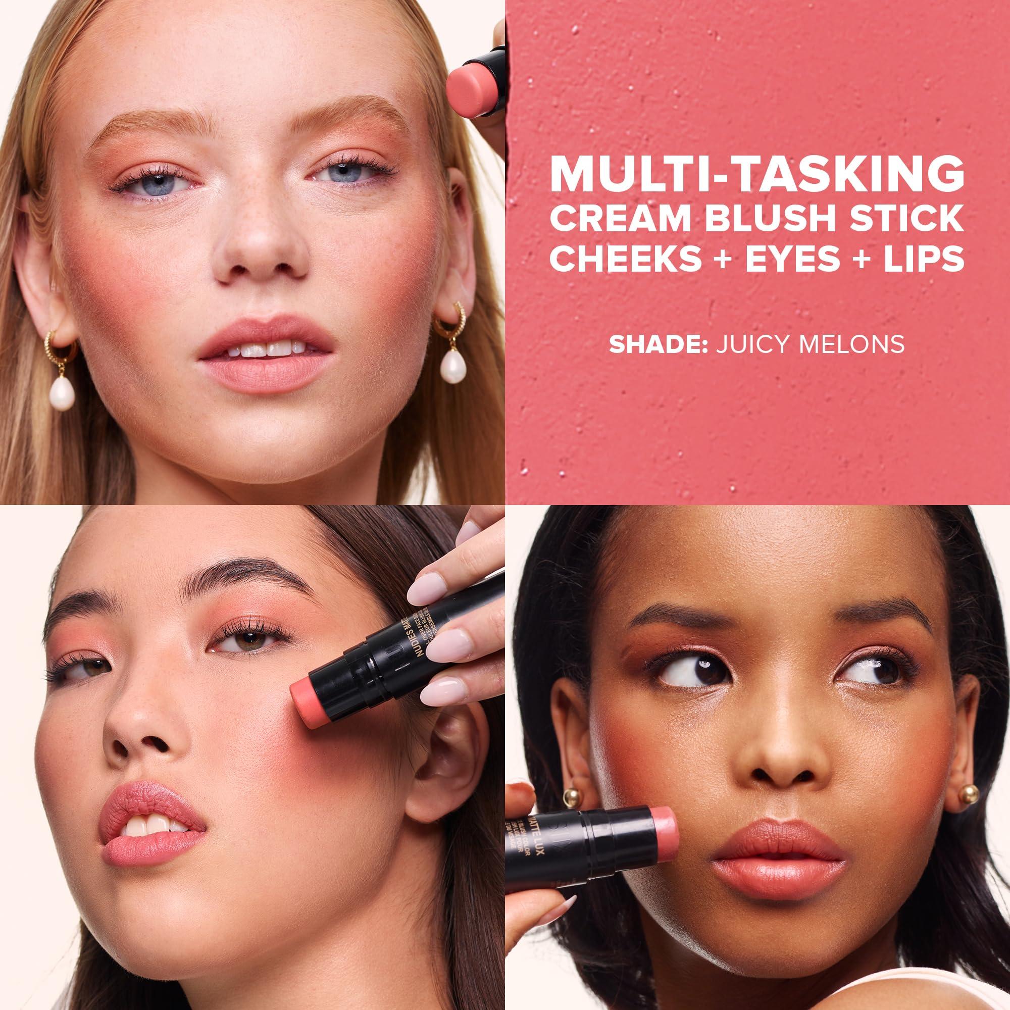 Nudestix Nudestix Nudies Matte Lux Cream Blush 3-in-1 All Over Face Colour For Cheeks Eyes and Lips w/Blending Blush (Juicy Melons)