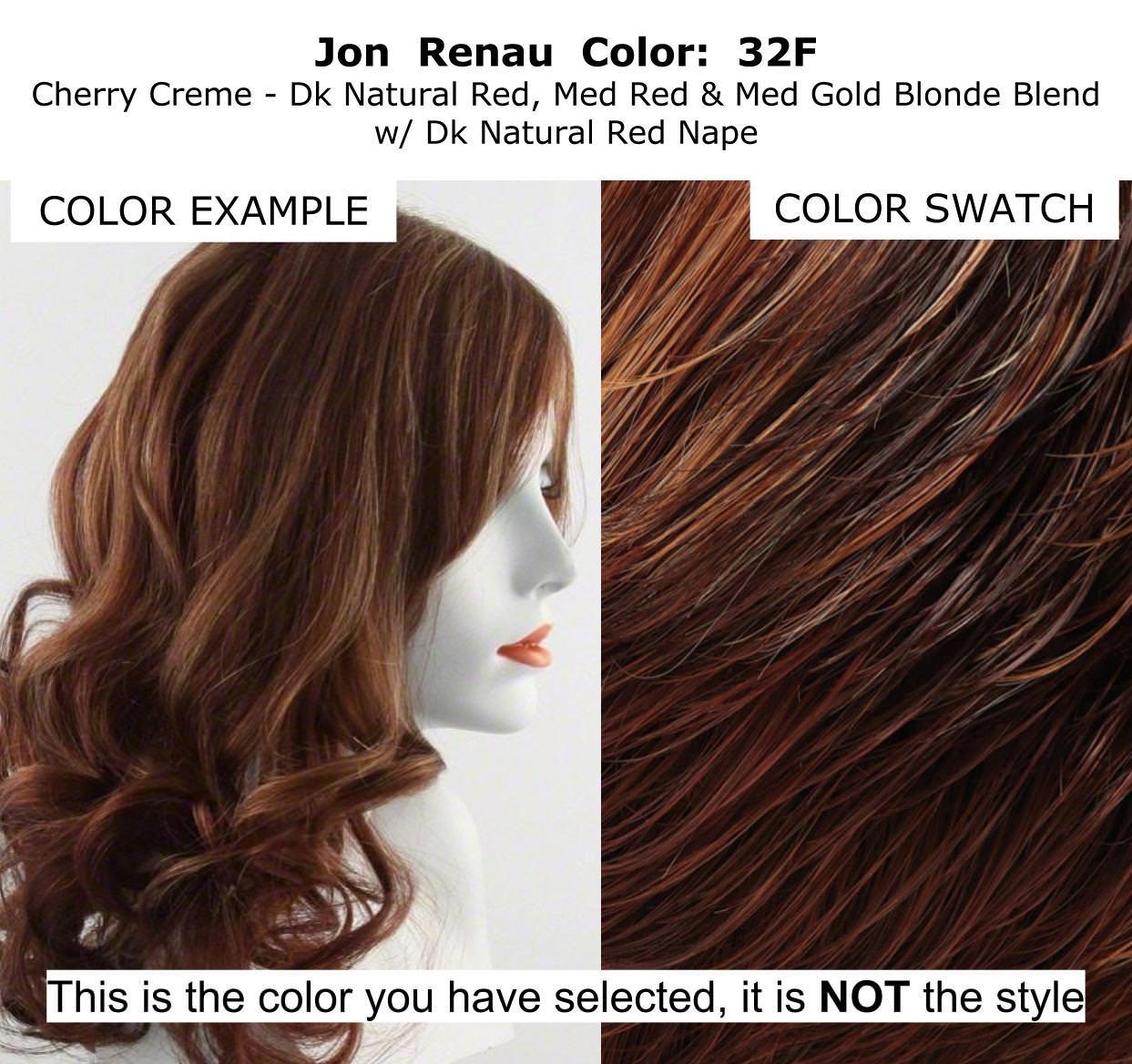 Jon Renau Maxwigs Kristen Wig Color 32F CHERRY CRME - Jon Renau Wigs 10.5\" Mid Length Bob Face Framing Synthetic Smart Lace Front Natural Hairline Open Cap Ventilation Adjustable Womens Bundle MaxWigs Booklet, Comb
