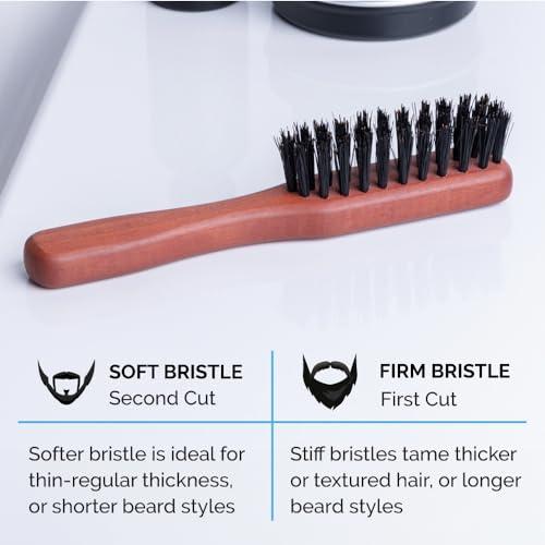 ZEUS ZEUS Boar Bristle Beard & Mustache Handled Brush Set for Men, Firm Bristle & Soft Bristle Brushes, Travel Beard Care Brushes with Handle (Made in Germany) TWO PACK