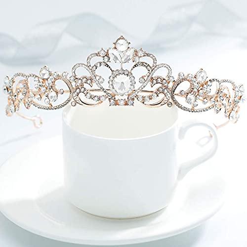 Derora Salliy Baroque Wedding Crown Green Crystal Bride Tiara Bridal Headpieces Rhinestone Hair Accessories for Women and Girls (B)