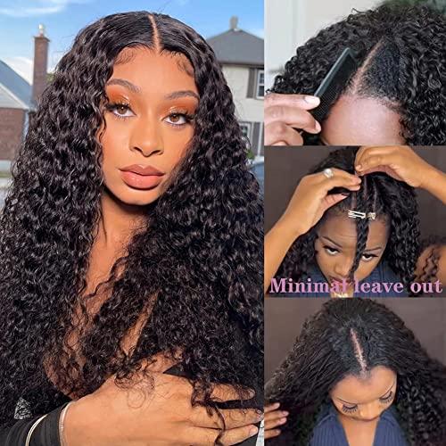 ISEE ISEE Hair 18 Inch Water Wave V Part Wig Human Hair No Leave Out Brazilian Glueless Curly Wave Upgrade U Part V Part Wigs for Black Women Human Hair 180% Density Natural Color