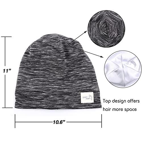 sent hair sent hair Kids Satin Lined Bonnet Silk Slouchy Beanie for Natural Hair Adjustable Sleep Bonnet Slap Cap for Kids/Child/Teens (4-10 Years Old,Black)