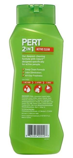 Pert Pert 2 in 1 Active Clean Shampoo and Conditioner - Deep Clean with Odor Elimination Technology - Leaves Hair Manageable and Fresh All Day - 13.5 oz (6 PACK)