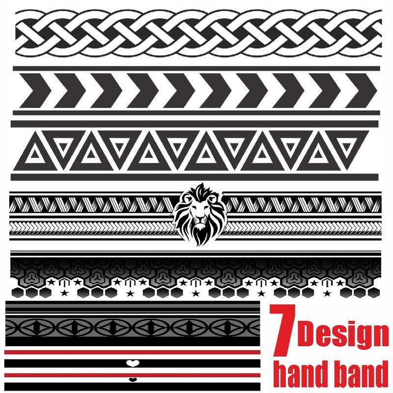 VOORKOMS Voorkoms Arrow Handband, wrist band tattoo Design Temporary Tattoo Waterproof for Men Boys Women, Girls Combo Pack of 7