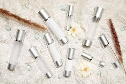 Cosmetic Packaging Now! Cosmetic Packaging Now! Luxe Airless Bottle, Clear Airless Bottles w/ Glossy Black Cap, Multi-Pack Bundle (30 ML, 12 Pack)