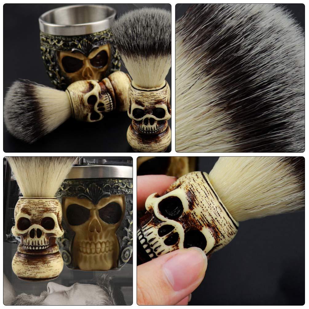 Beaupretty Beaupretty Skull Head Pattern Beard Brush Grooming Kit for Men Shaving Brush Facial Cleaning Tool