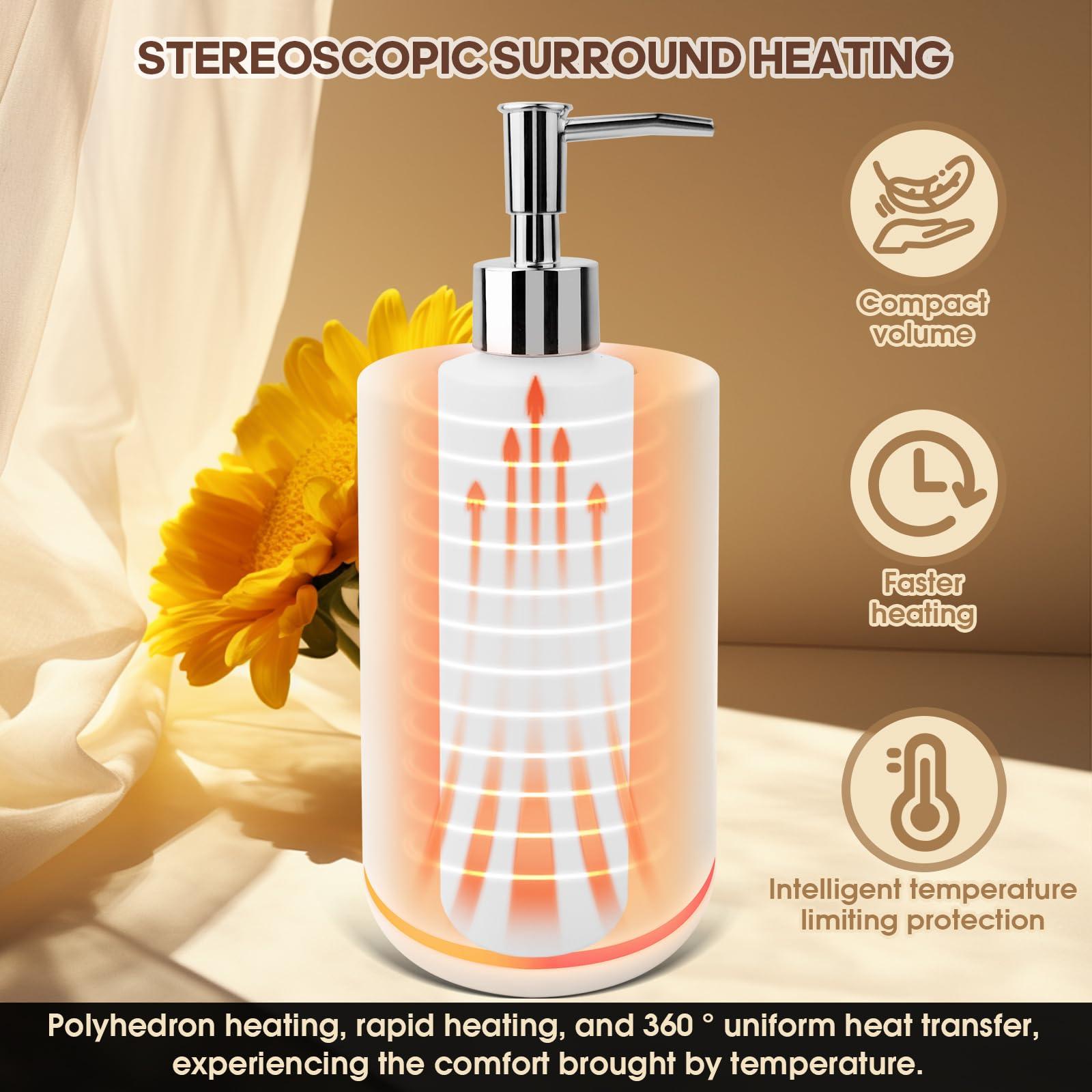 Meigons Oil Warmer for Massage, Massage Oil Warmer, Body Oils Heater for Spa, Salon and Barber Shops, with Two Oil Bottle Dispenser, Constant Temperature (White)