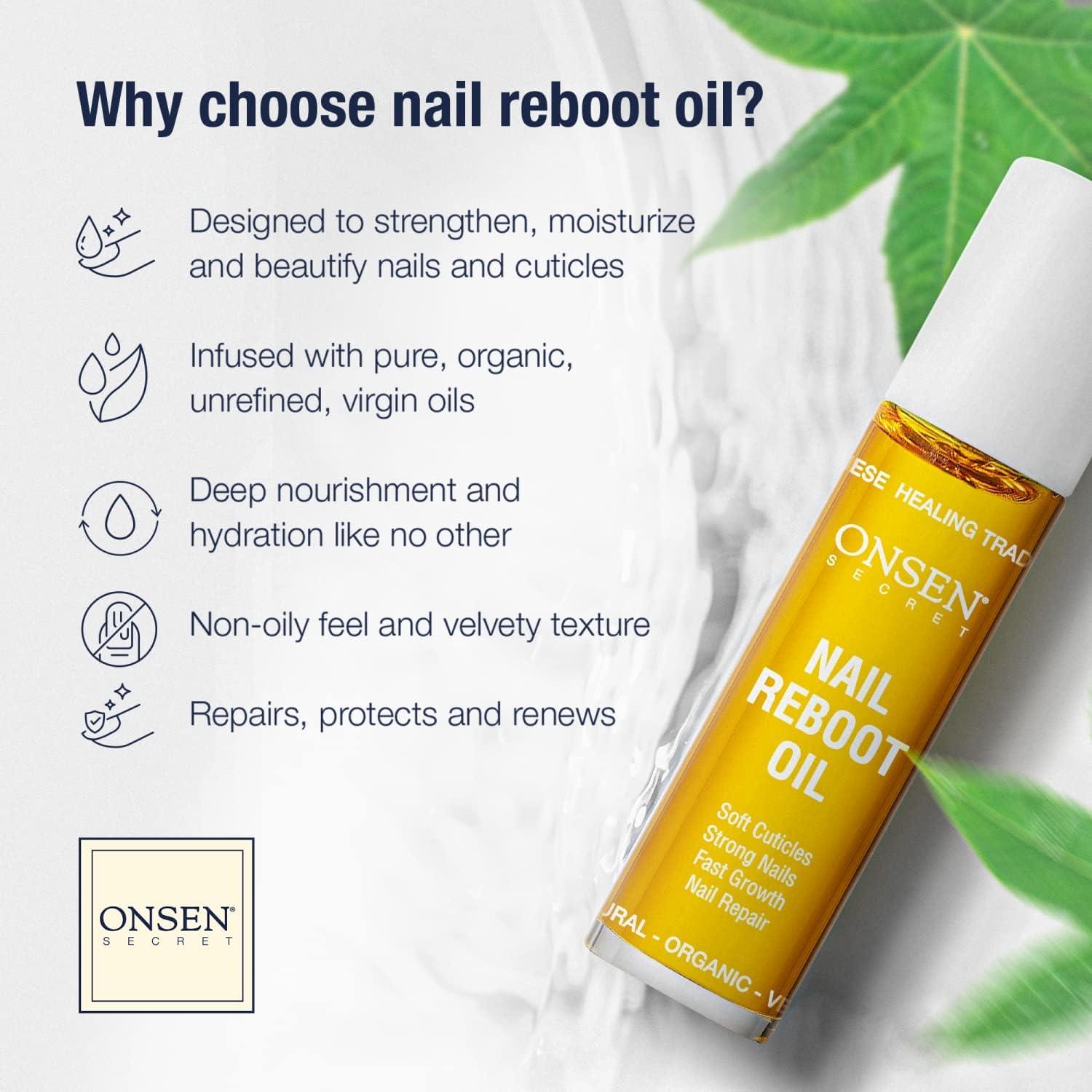 Onsen Secret Onsen Secret Nail Reboot Duo - Treatment for Damaged Nails - Natural Nail Care & Cuticle Repair - Visible Results For Perfect Nails, Cuticle Conditioner Cream 15ml & Nail Reboot Oil 10ml