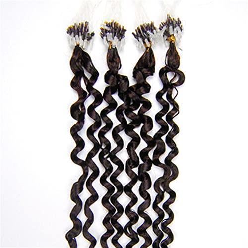 Yotty Micro Link Curly Hair Extensions Micro Ring Beads Loop Tip Real Remy Human Hair Dark Brown 20inch 100s