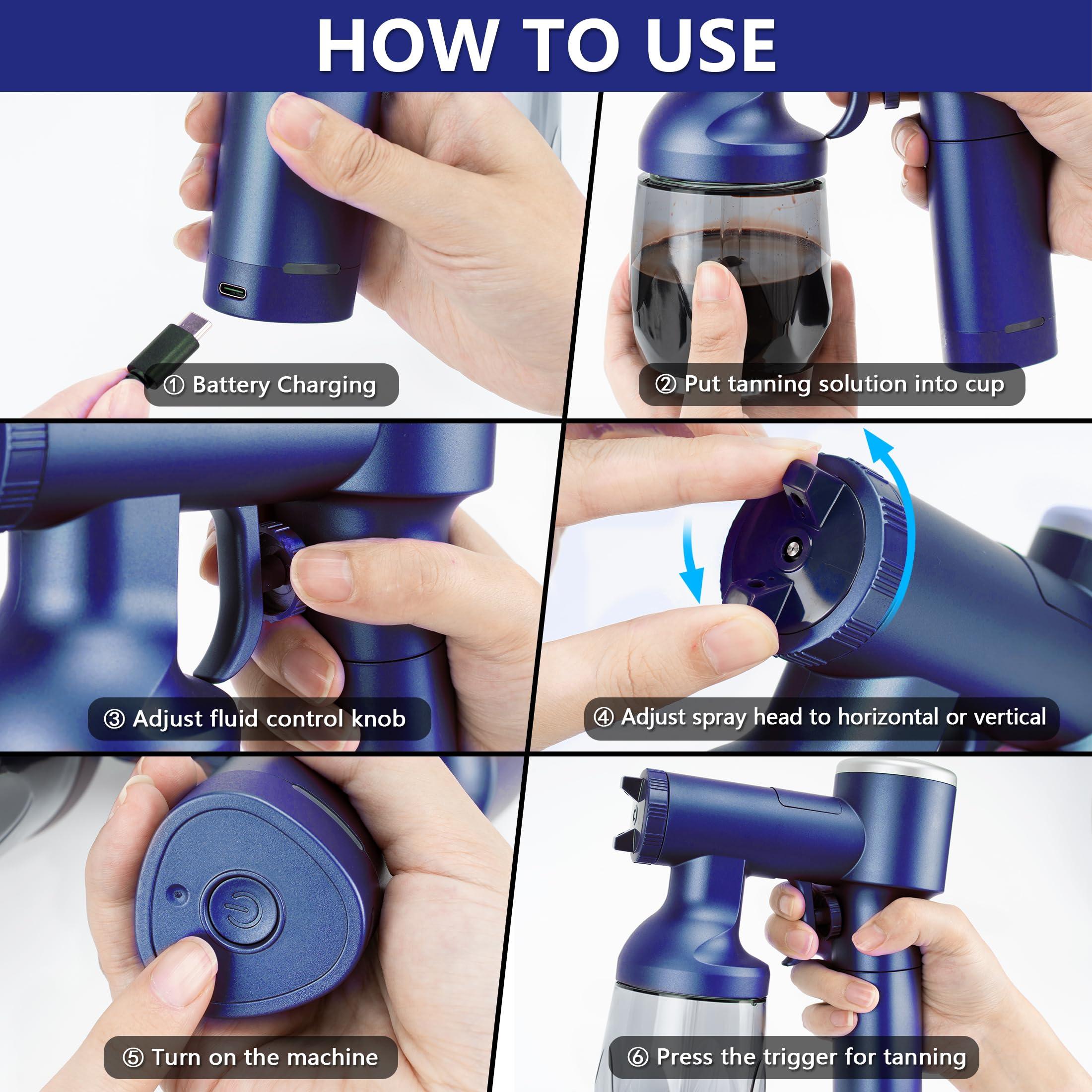 DYTAN DYTAN Cordless Spray Tan Machine Rechargeable Handheld Spray Tan Gun Blue Color Deluxe Set Self-Tanners With Carry Case for Home Tan Salon DIY Tan Self Tan