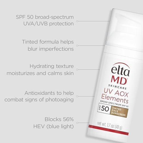 EltaMD EltaMD UV Elements Tinted Moisturizer with Broad-Spectrum SPF 44, Mineral Face Sunscreen, Water-Resistant, Oil-Free, Face Moisturizer 2.0 oz Airless Pump (2 pack)