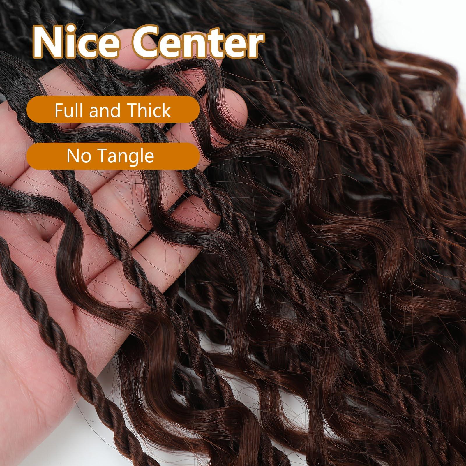 FIRSTCYH HAIR Senegalese Twist Crochet Hair with Curly Ends - 12 Inch Boho Island Twist Crochet Hair 8 Packs Boho Goddess Twist Crochet Hair Pre Looped Crochet Twists with Curly Ends(12(8Packs), 1B/33/30)