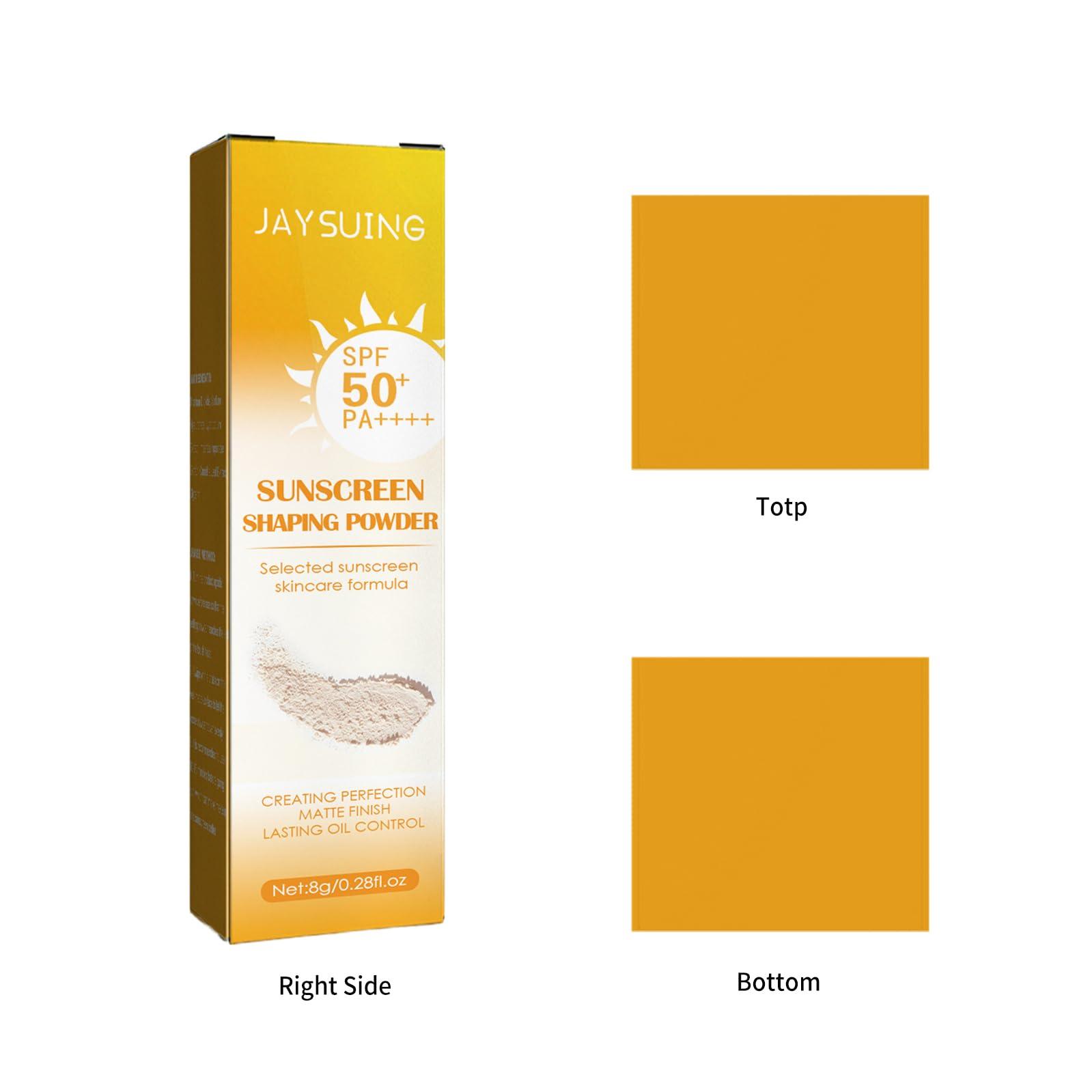 Jaysuing Mineral Powder Sunscreen, Powder Sunscreen for Face,Mineral SPF 50 PA+++ Sunscreen Powder,Long-Lasting Lightweight Breathable Sunscreen Power Brush