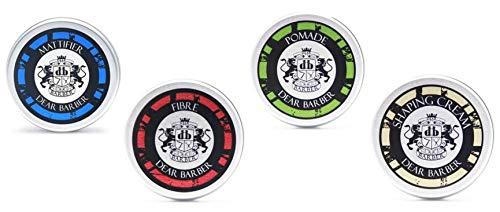 Dear Barber Dear Barber Men's Mini Styling Collection Gift Set Pocket Sized Travel Tins Contains 20ml Fibre 20ml Mattifier 20ml Shaping Cream & 20ml Strong Hold Pomade