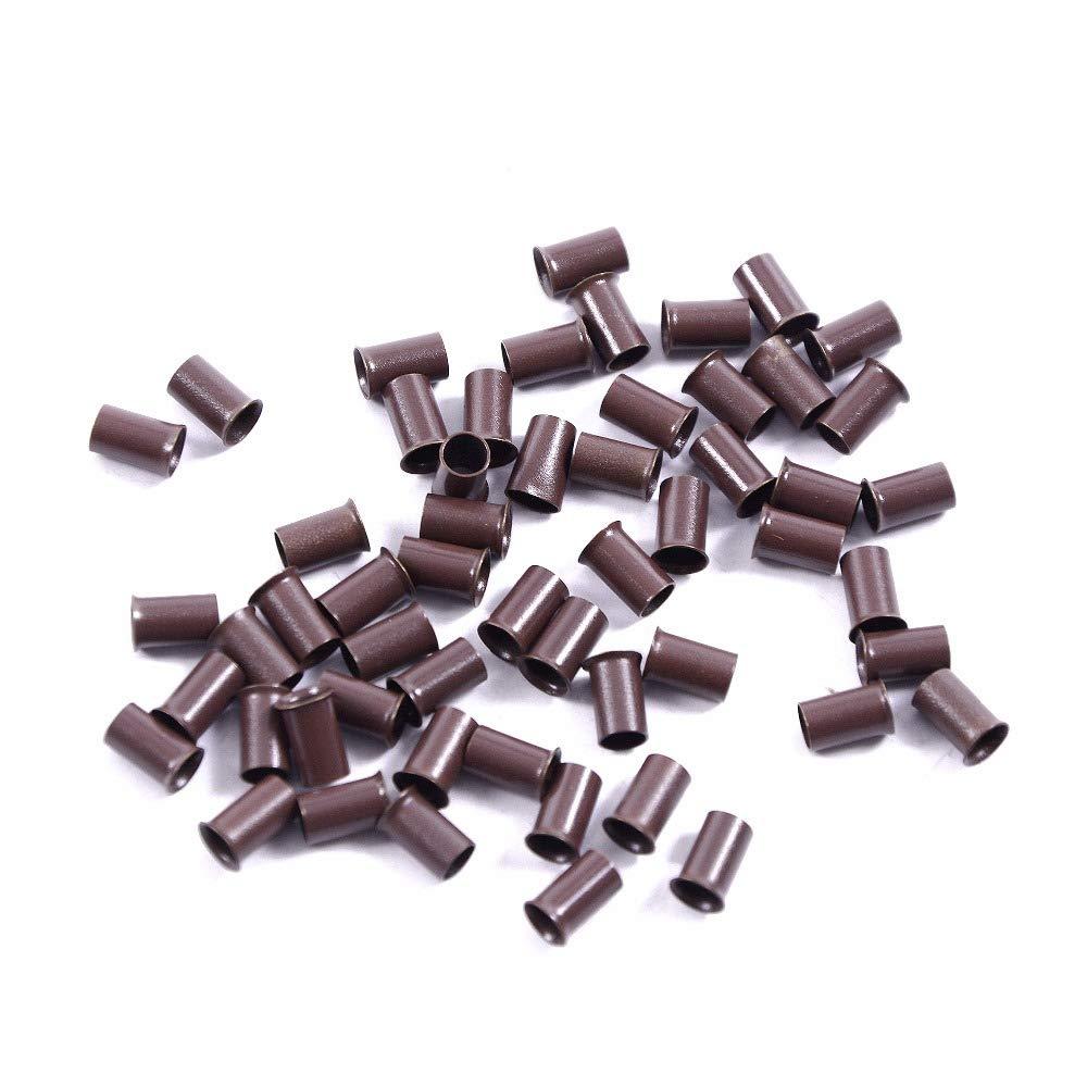 NOEYUN NOEYUN 1000pcs 3.4x3.0x6.0mm flare Euro Lock copper tubes Micro Rings links beads for stick I tip hair extensions (5#BROWN)